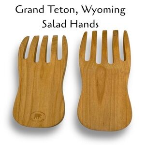 Bear Paw Wooden Salad/Pasta Hands Servers Grand Teton Wyoming Salad Pasta